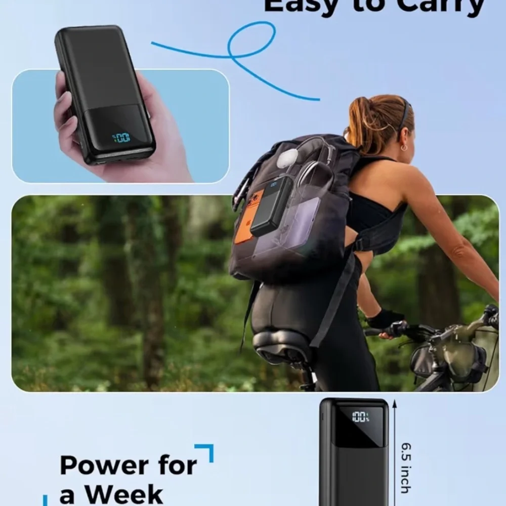 Portable Power Bank with LCD Display - Black